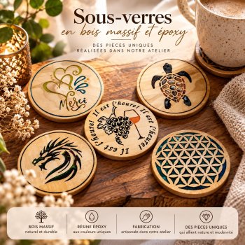 Sous-verre en bois et époxy